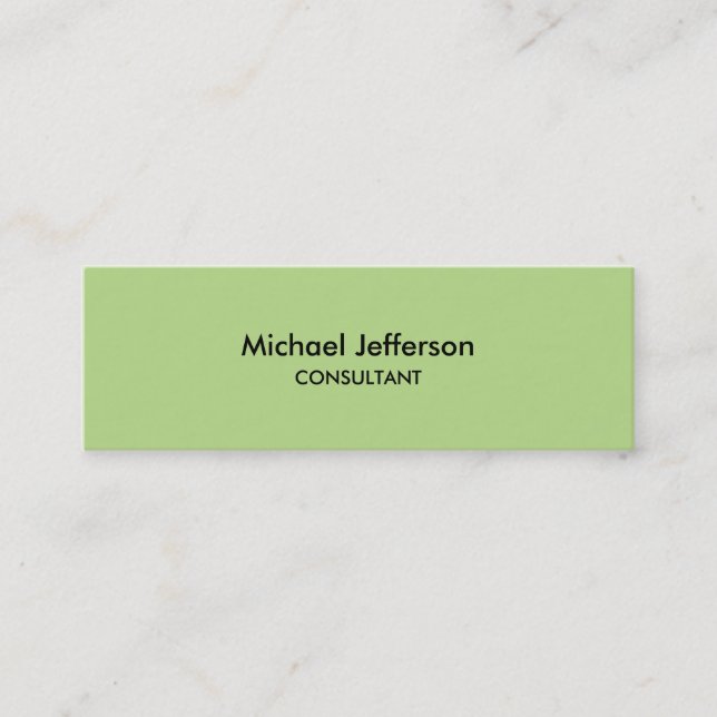 Slim Plain Green Professional Business Card (Front)