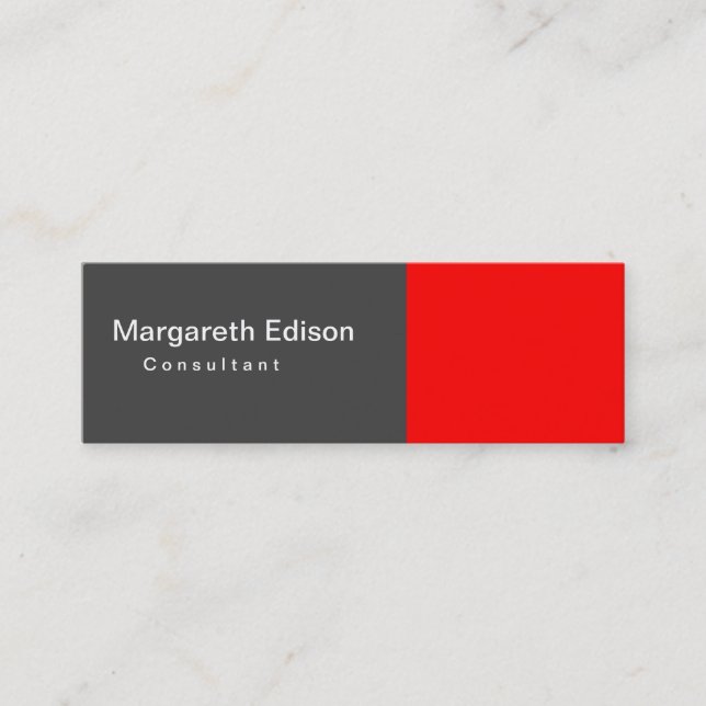 Slim Plain Red Grey Clear Mini Business Card (Front)