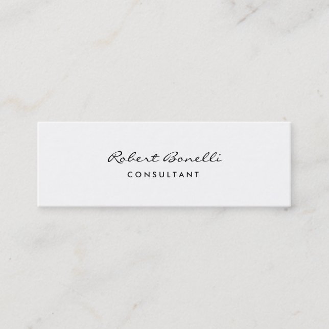 Slim Professional Consultant Modern Plain Mini Business Card (Front)
