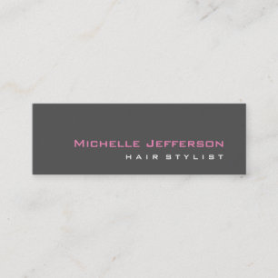 Slim Professional Script Grey Pink Business Card