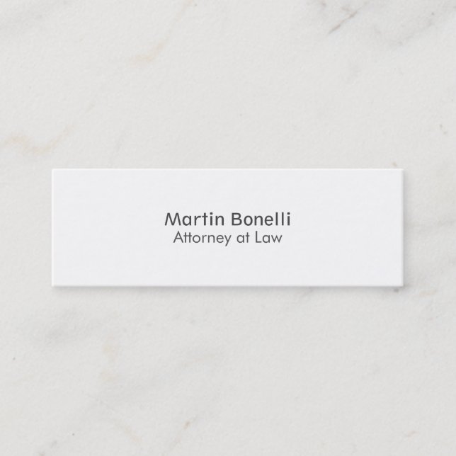 Slim Simple White Attorney at Law Business Card (Front)