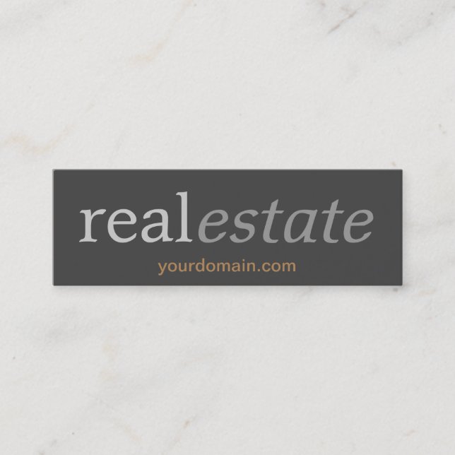 Slim Skinny Grey Real Estate Agent Business Card (Front)