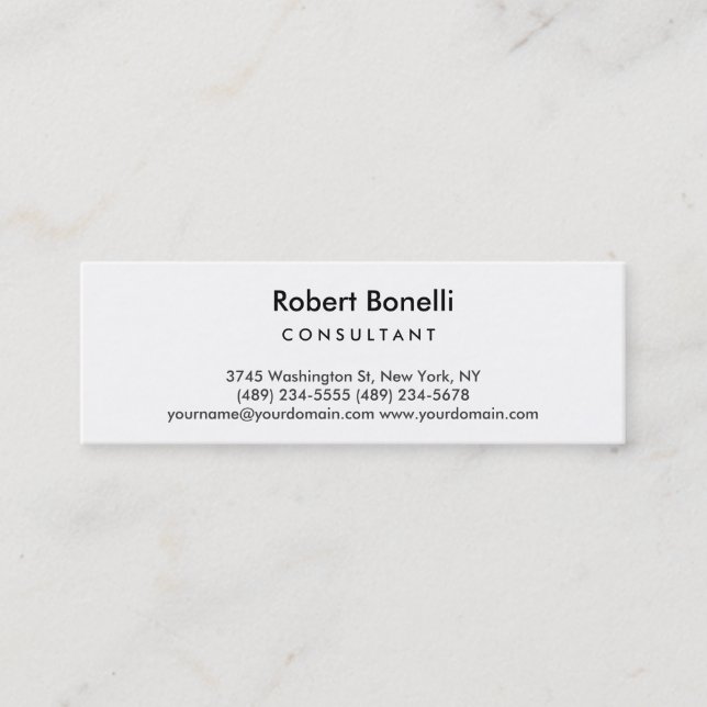 Slim Skinny Plain Moderne Consultant Carte de visi (Devant)