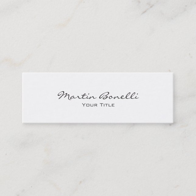 Slim Skinny White Simple Modern Business Card (Front)