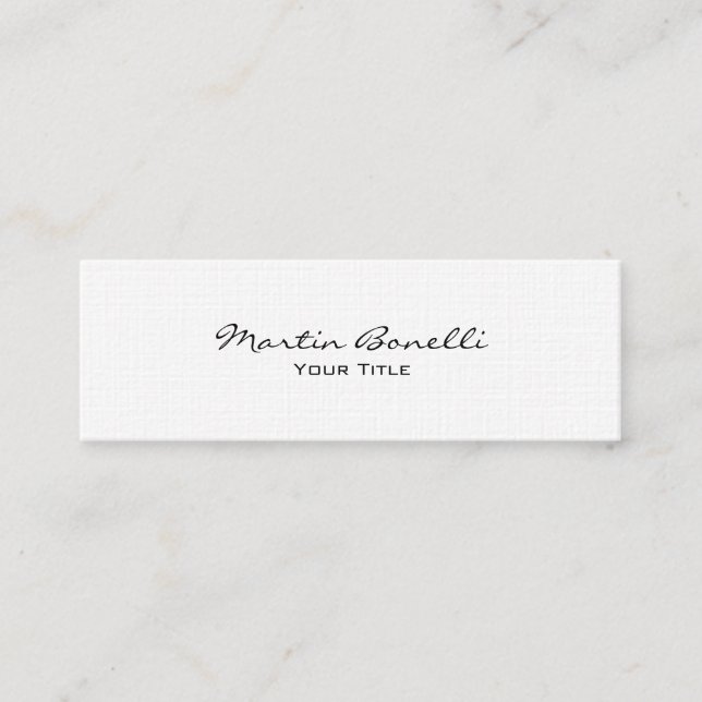 Slim Unique Modern Linen Trendy Business Card (Front)