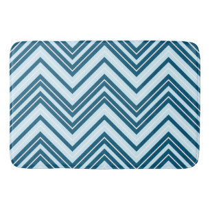 Slim Zigzag Pattern Blues & White Bath Mat