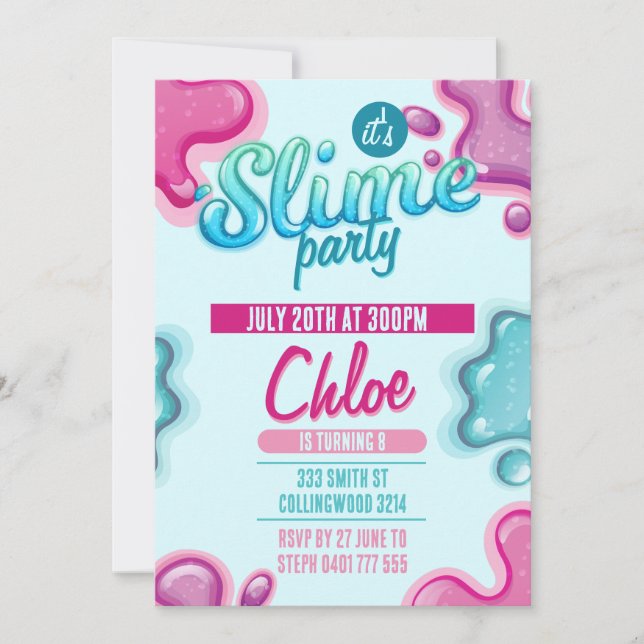 Slime Birthday Invitation (Devant)