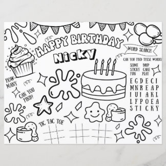 Slime Birthday Party Colouring Page Activity Kids