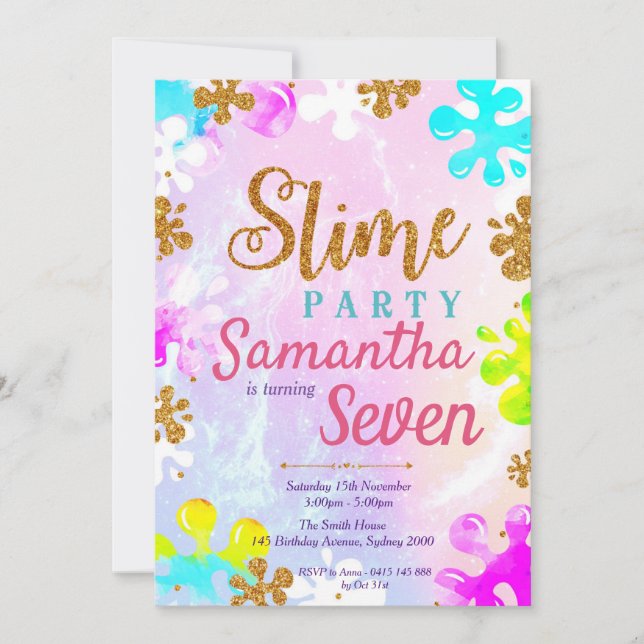 Slime Birthday Party Invitation (Devant)