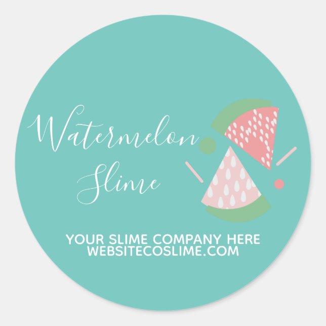 Slime  Business Company Branding Watermelon Classic Round Sticker (Front)