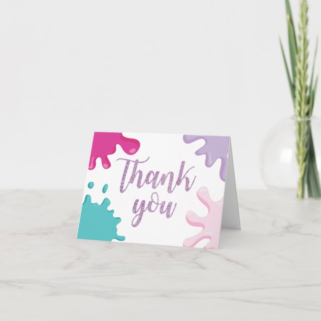 Slime Carte de remerciements d'anniversaire rose e (Devant)