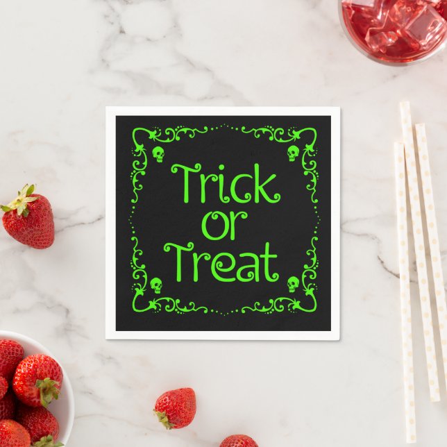 Slime Green Trick or Treat Napkin (Insitu)
