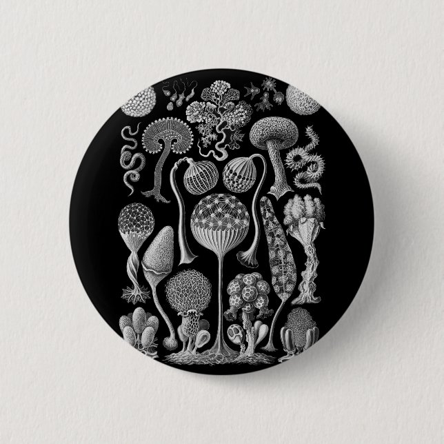 Slime Molds in Black and White 2 Inch Round Button (Front)