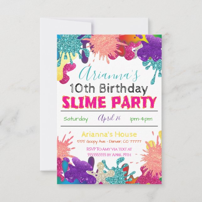Slime Party Anniversaire Invitation (Devant)