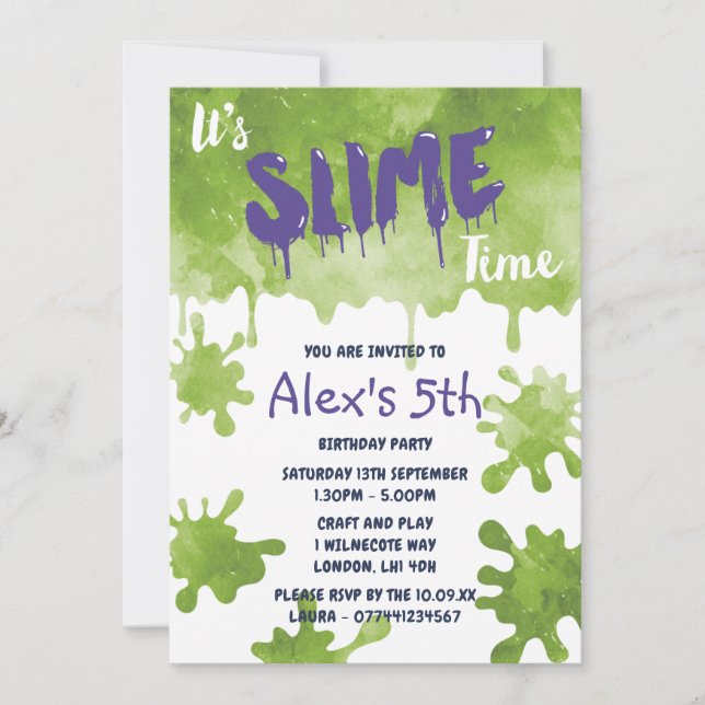 Slime Party Anniversaire Invitations (Devant)