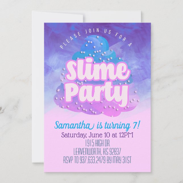 Slime Party Birthday Invitation (Front)