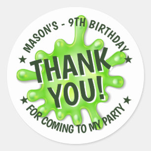 Slime Party Thank You Classic Round Sticker