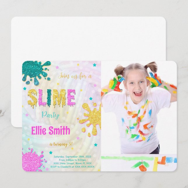 Slime Photo Invitation (Front/Back)