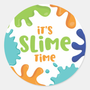 Slime Time Birthday Party Plates Orange Blue Green Classic Round Sticker