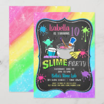 Slime Time Pastel Birthday Party Invitation