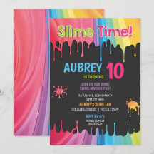 Slime Time Rainbow Birthday Party Invitation