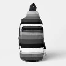 Sling Bag - Black White Grey Stripes
