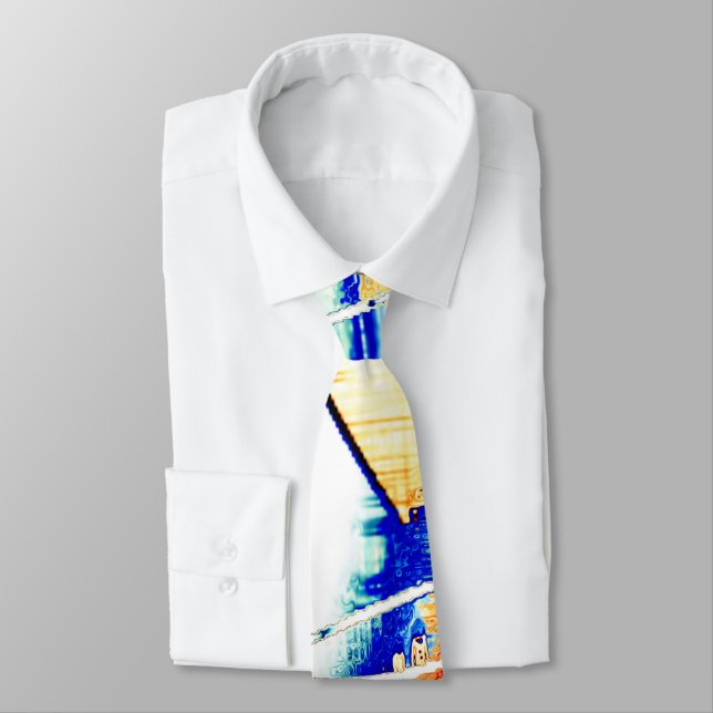 Slipped ink no, image with orange, cyan blue stain tie (Tied)