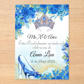 Slipper bleu nuit et Invitation de Crown Quinceañe