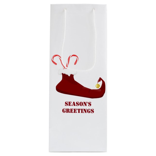 Slipper rouge elfe avec Sucres de canne Sac cadeau (Devant)