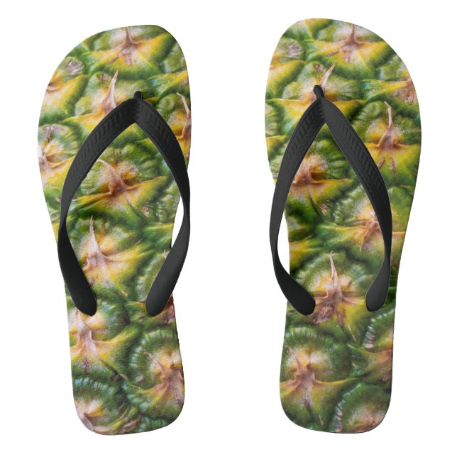 Slippers with pineapple print close up flip flops (Footbed)