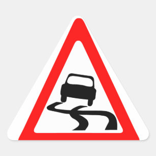 Slippery Road Warning Symbol Triangle Sticker