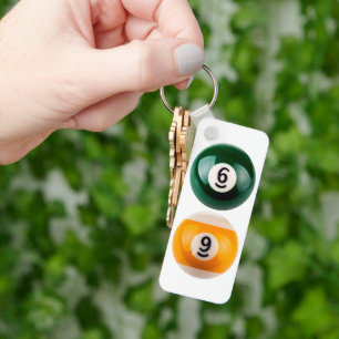 SlipperyJoe 69 hard pool table two billiard balls  Keychain