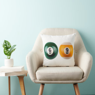 SlipperyJoe 69 hard pool table two billiard balls  Throw Pillow