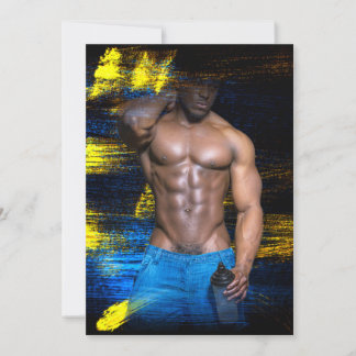 SlipperyJoe black muscular man sexy shirtless conf Holiday Card