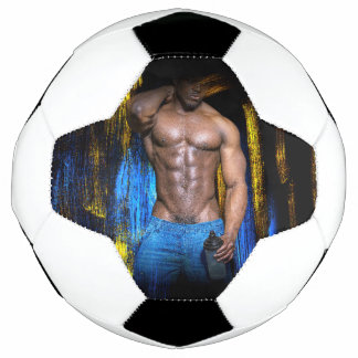 SlipperyJoe black muscular man sexy shirtless conf Soccer Ball