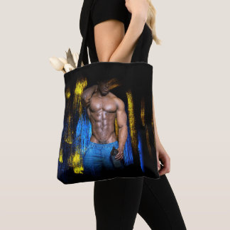 SlipperyJoe black muscular man sexy shirtless conf Tote Bag