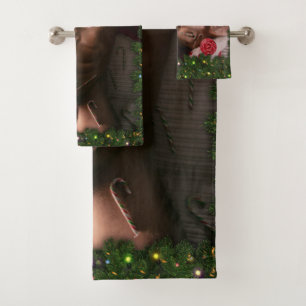 SlipperyJoe candy canes male chest lollipop colorf Bath Towel Set