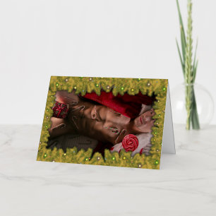 SlipperyJoe candy canes male chest lollipop colorf Foil Holiday Card