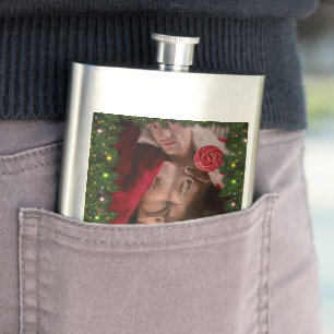 SlipperyJoe candy canes male chest lollipop colorf Hip Flask