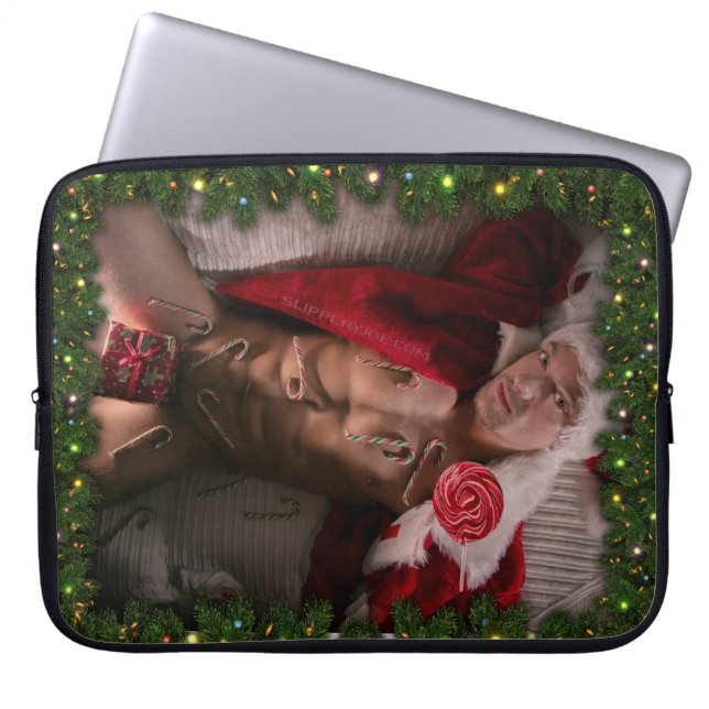 SlipperyJoe candy canes male chest lollipop colorf Laptop Sleeve (Front)
