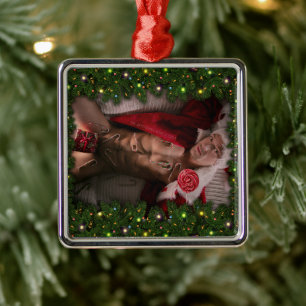 SlipperyJoe candy canes male chest lollipop colorf Metal Ornament