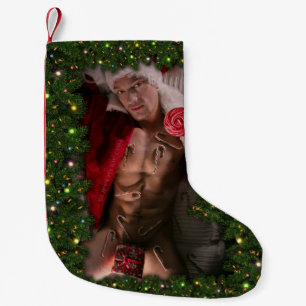 SlipperyJoe candy canes male chest lollipop colorf Small Christmas Stocking