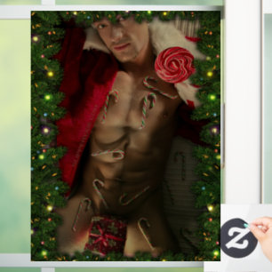 SlipperyJoe candy canes male chest lollipop colorf Window Cling
