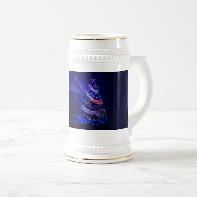 SlipperyJoe Christmas tree digital translucent red Beer Stein (Front Right)
