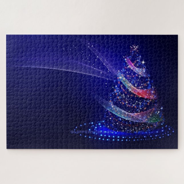 SlipperyJoe Christmas tree digital translucent red Jigsaw Puzzle (Horizontal)