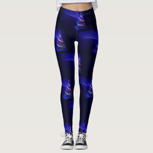 SlipperyJoe Christmas tree digital translucent red Leggings