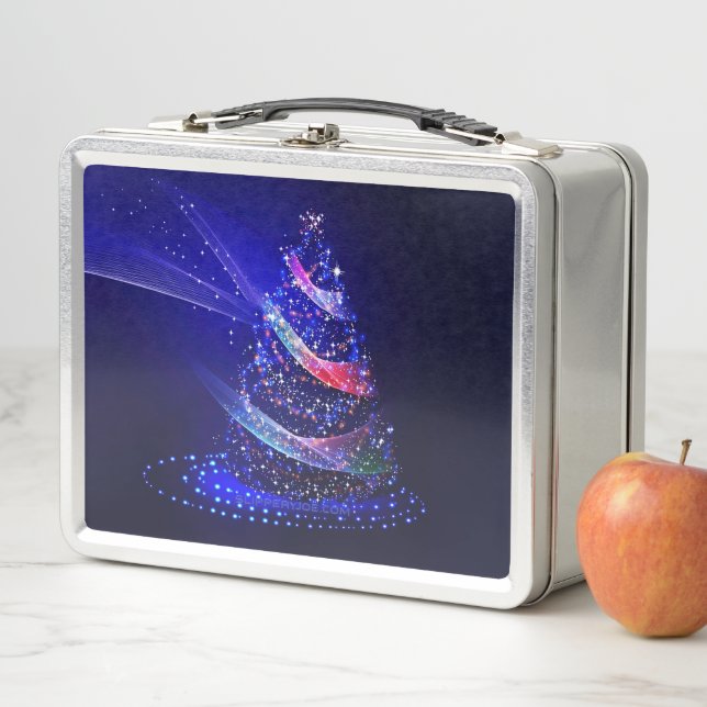 SlipperyJoe Christmas tree digital translucent red Metal Lunch Box (In Situ)