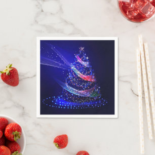 SlipperyJoe Christmas tree digital translucent red Napkin