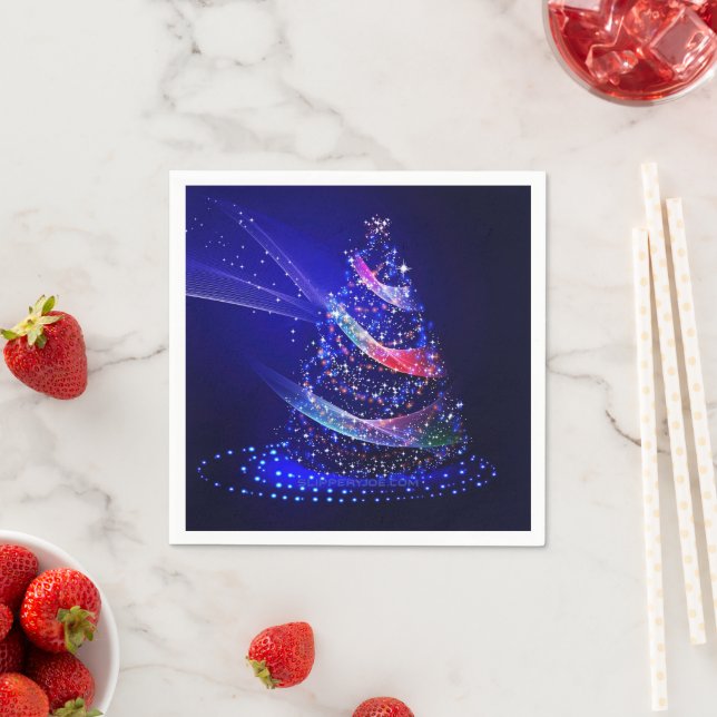 SlipperyJoe Christmas tree digital translucent red Napkin (Insitu)