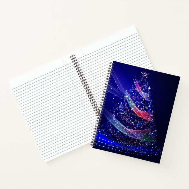 SlipperyJoe Christmas tree digital translucent red Notebook (Inside)